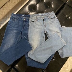 Old Navy Women's Dark and Light Blue bootcut Jeans